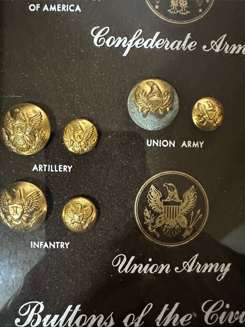 Confederate & Union Army Civil War Button Collection Wall Art - Gold - Picture 12 of 14